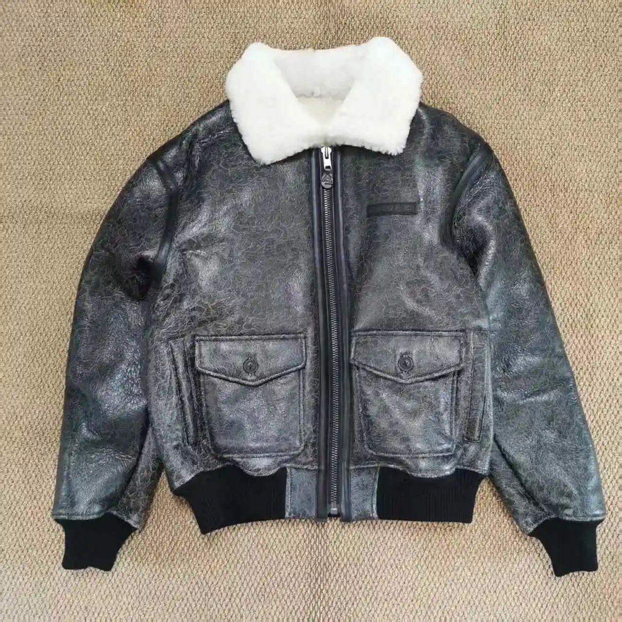 

AVIREX fall new listing European lambskin fur one men's cold protection warm casual retro SHEARLING B3 bomber jacket coat top