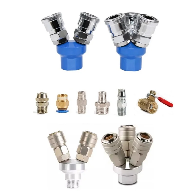 Quick Connector Air Compressor Manifold 2 Way 3 Way Quick Connect Multi Hose Coupler Fitting with High Strength