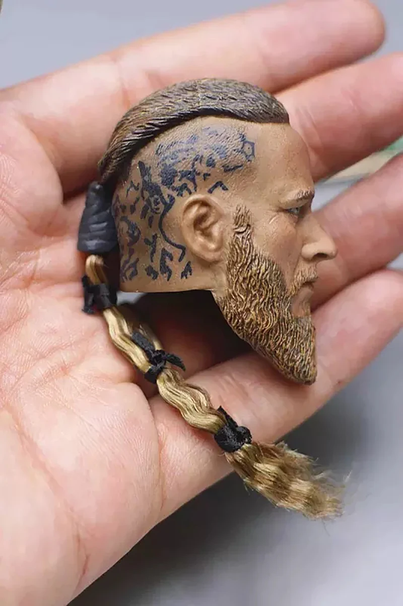 Dostępny od ręki 1/6 Skalowany Model Głowy Wikinga z Warkoczem, Wikingowski Motyw Militarny Starożytny, Model do Rzeźbienia Głowy dla Ciała Figurki Akcji 12-calowej