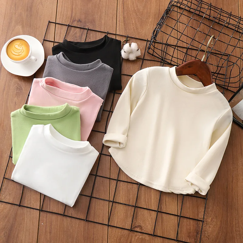 

OKH-Children's Baby Autumn Winter Top Boys Girls Round Neck Long SleeveTPlain Color Versatile Stylish Toddler and Young Children