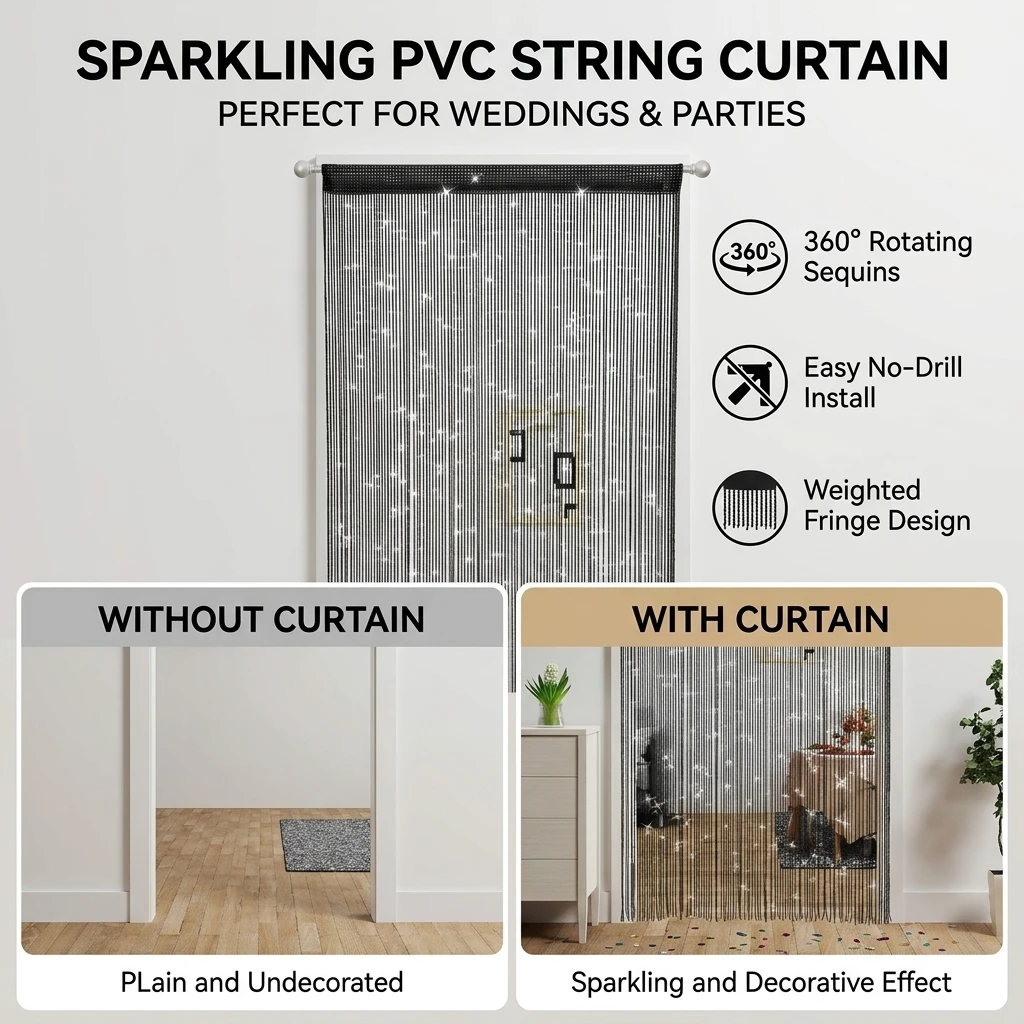 2x1m Glitter Door Curtain Sparkling Tassel Decorative Curtain For Doors And Windows Festival Party Home Decor Christmas Decors view 5