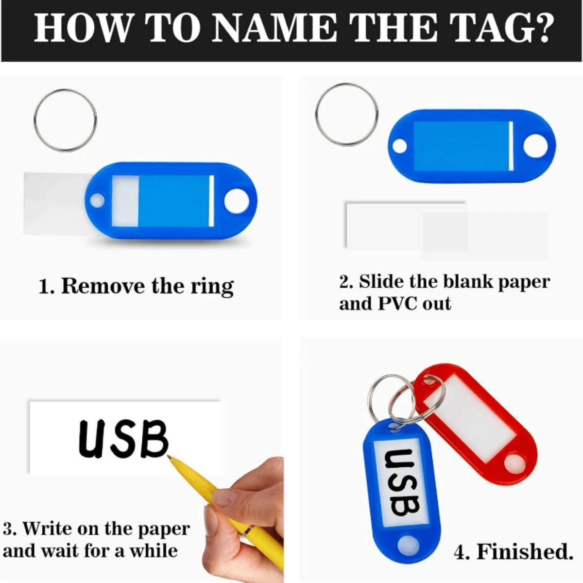 10/30Pcs 10 Colors Multicolor Plastic Keychain ID Label Tags Luggage ID Tags Hotel Number Classification Card Key Rings Keychain