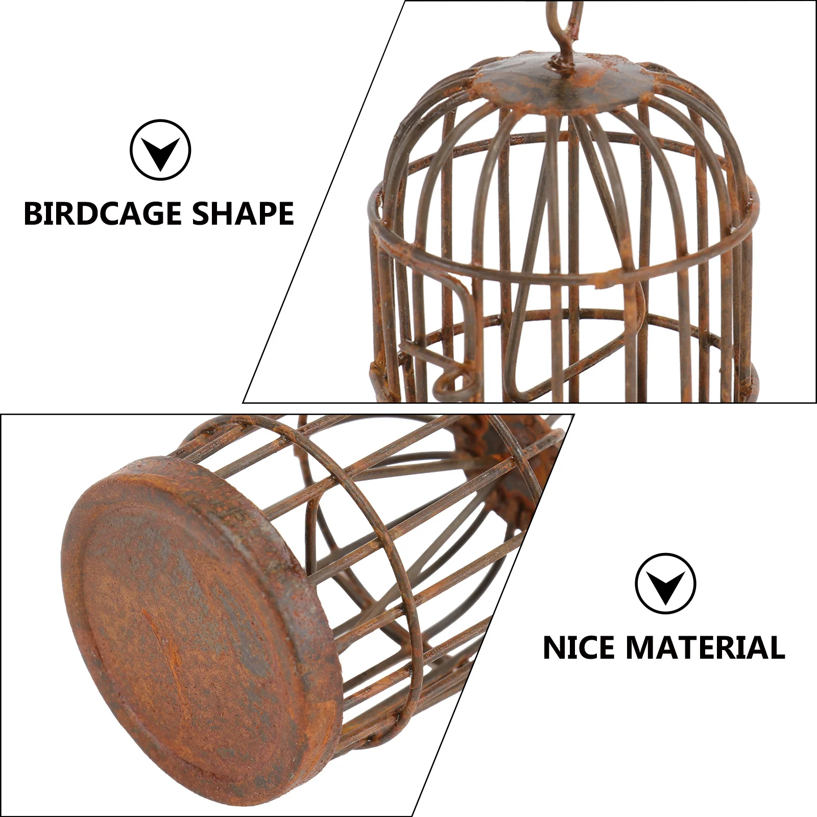 

2Pcs Mini Iron Art Birdcage Brown Micro Landscape Decor DIY Craft Garden Hanging Pendant Succulent Plant Decorative Bird Cage