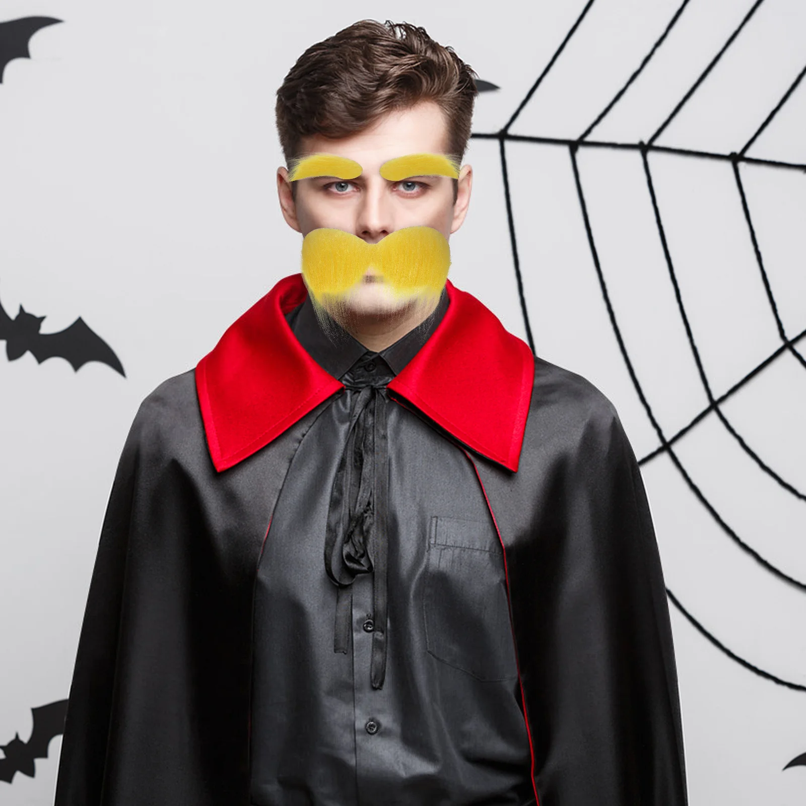 

1 комплект, 1 комплект, желтая искусственная борода, брови для косплея, вечеринки, сценического декора, реквизит для искусственных усов, легкий, удобный