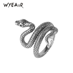 WYEAIIR 925 Sterling Silver Retro Thai Silver Twine Snake Resizable Opening Ring For Women Luxury Jewelry