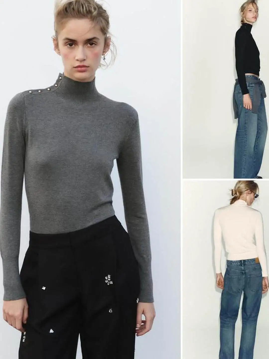 

Позолоченный слой, вязаный длинный воротник-стойка Sve irt, украшение с плоской иглой, ранняя осень, женский мягкий крой PE