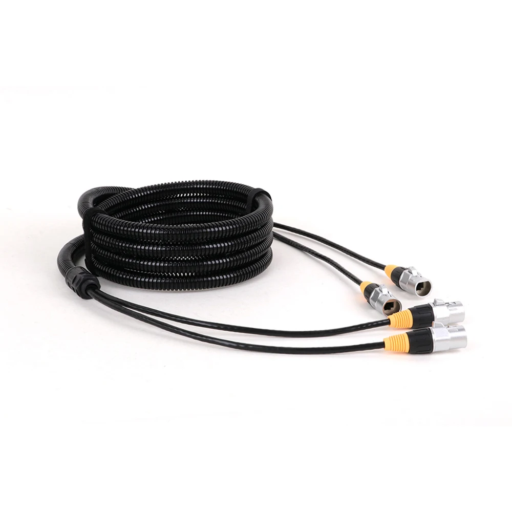 Cat5/Cat6 STP/SFTP 2 Channel Zinc Alloy RJ45 Connector Stage Ethernet Extension Cable with Waterproof Black Corrugated Tube Hose