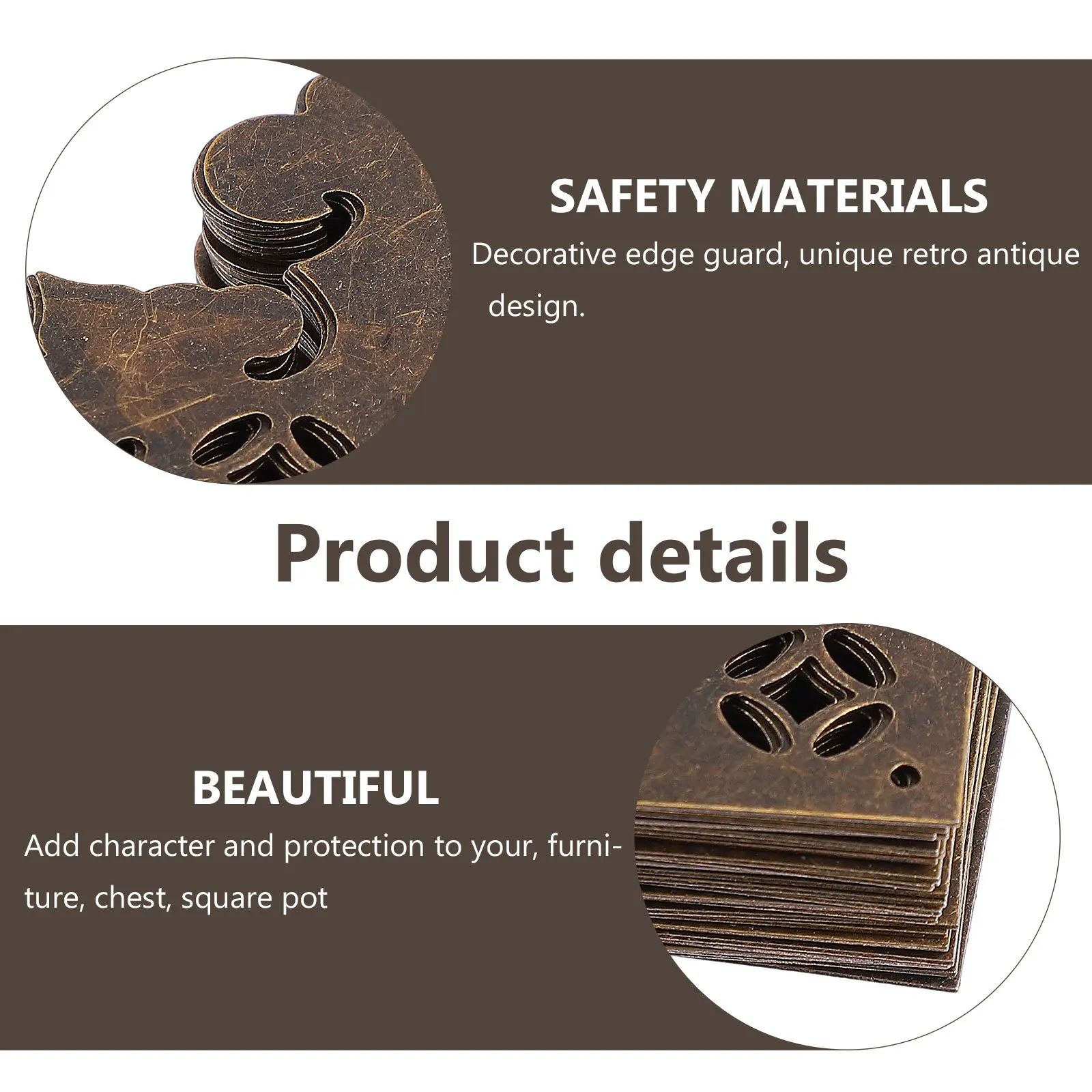 

24pcs Wooden Box Corner Guards Durable Retro Furniture Safety Guard For Jewelry Gift Boxes Corner Protectors Hardware