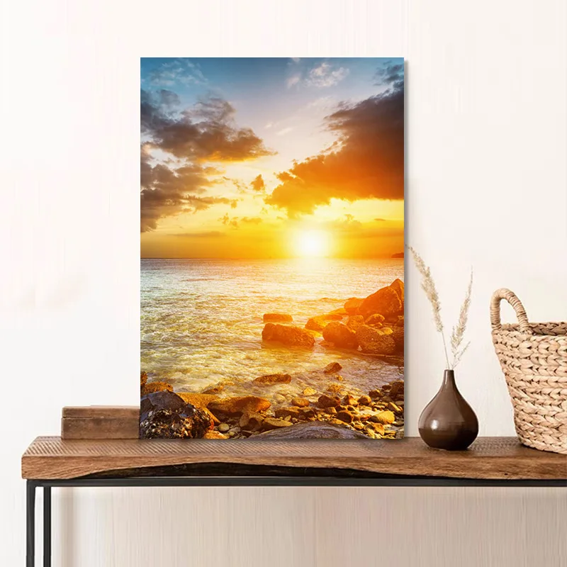 Морской пейзаж восхода солнца, современный коридор, украшение для коридора, коридора, картина, морской пейзаж, холст, плакаты и принты, декор для гостиной без рамки