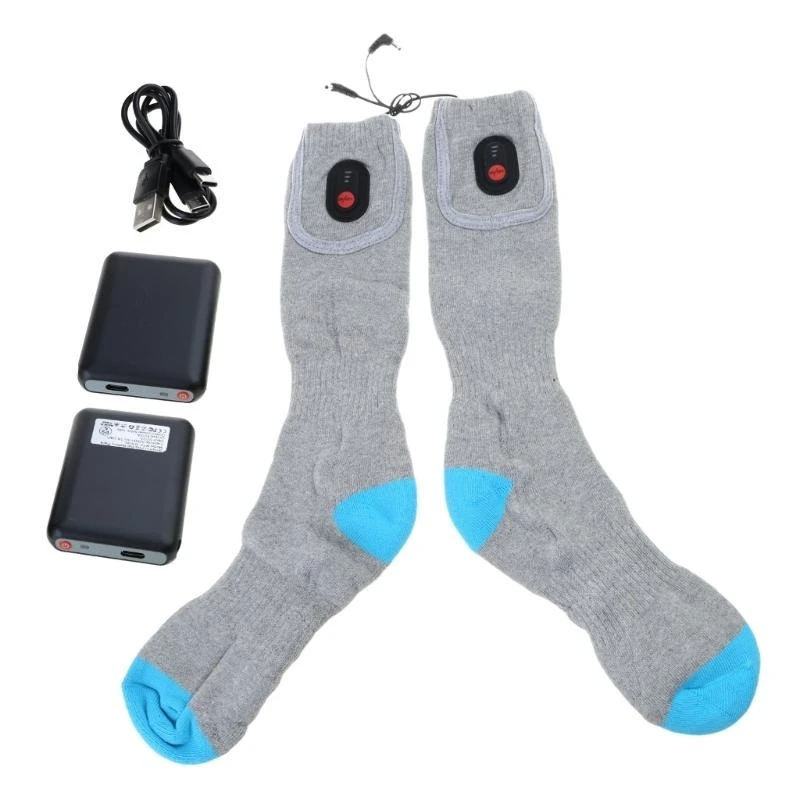 4000mAh Battery Heated Socks for Men and Women Full Soles Heating Electric Socks 15UB