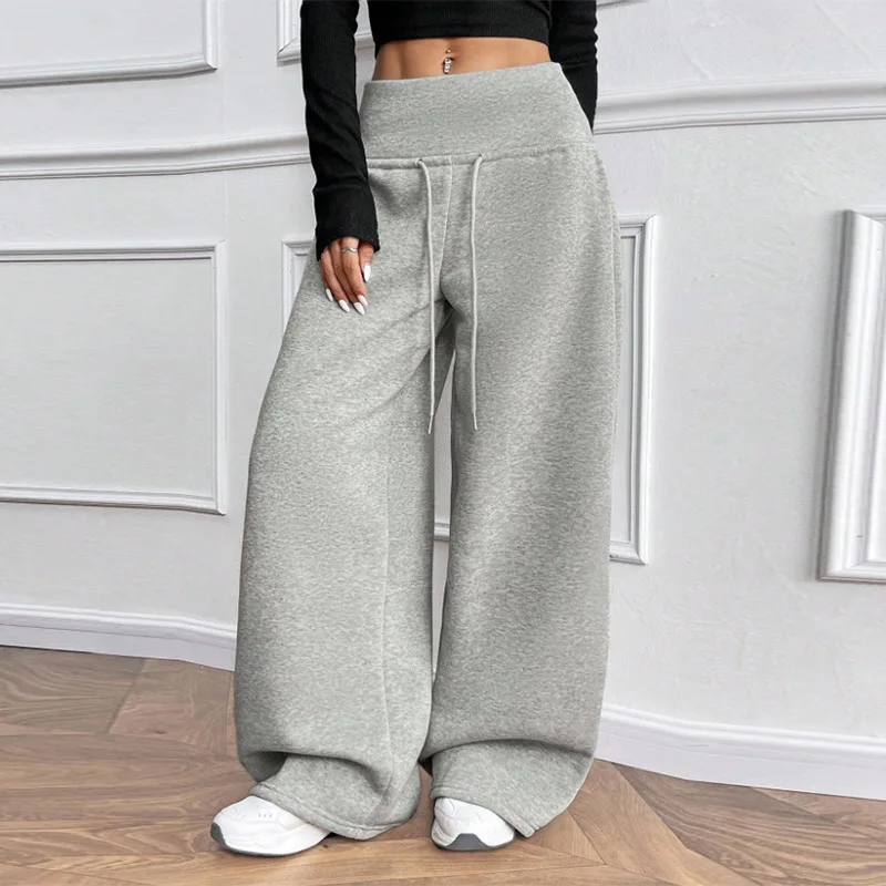 

2025 New Fashion Ruffled Lace-up Dress Women Spring Casual Loose Solid Color Retro Round Neck Long-sleeved Dresses For Women