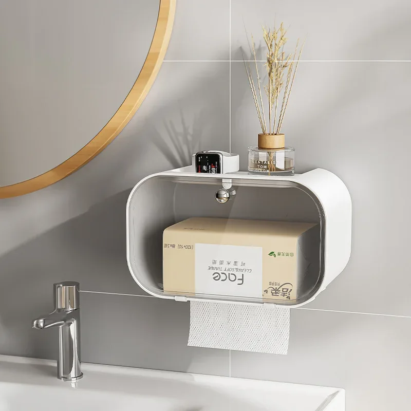 

Wall-mounted washcloth storage box toilet paper container holder tissue box kitchen upside down paper drawer storage accessories