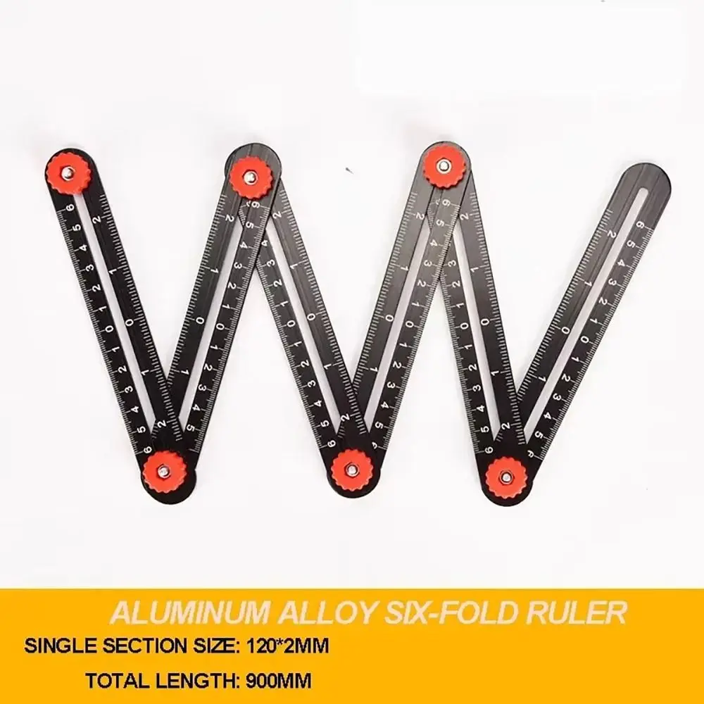 1Pcs 6/9/12 Folds Multi Angle Ruler Finder Perforated Mold Aluminium Alloy Measuring Ruler Tile Hole Universal