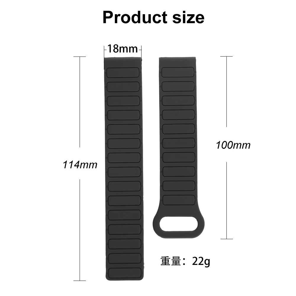 18mm Magnetic Strap For Fitbit Charge 3 4 5 Bracelet Armor Style Lightweight Silicone Quick Release Adjustable Sport Watch Band