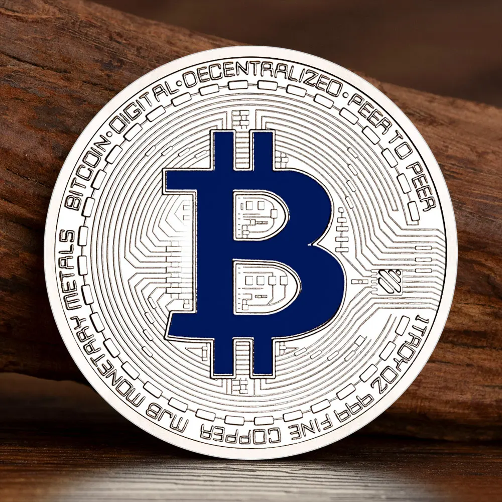 Bitcoin Cryptocurrency Creative Souvenir Coin Silvery Plated Bitcoin Coins Art Collectible Commemorative Coin