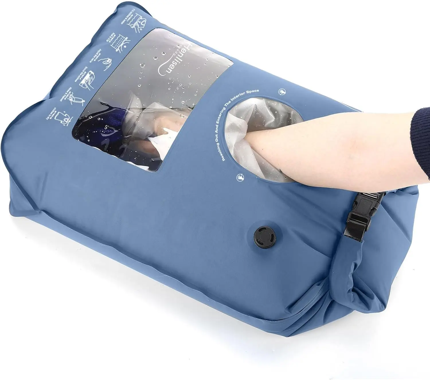 Portable Washing Machine for Camping Travel, Manual Washer Dry Bag Hand Wash Outdoor RV Backpacking Essentials