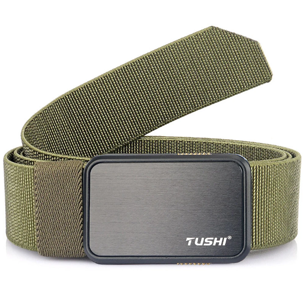 TUSHI-Homens de Liberação Rápida Outdoor Tático Cintos Militares, Heavy Duty Exército Cinto de Nylon Ajustável, Polícia Fivela De Metal