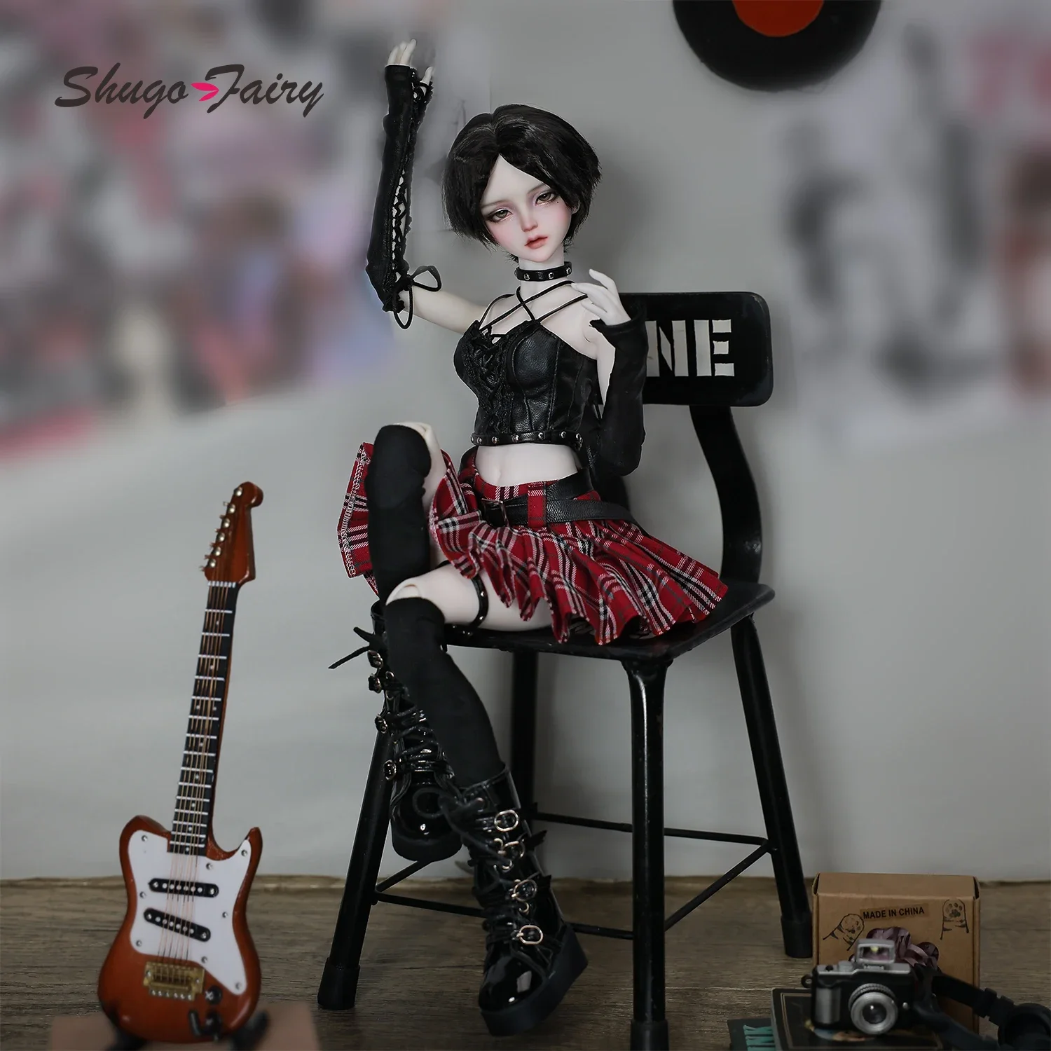 Carmen F 1/4 BJD Punk Rock Star Doll Anime Style Full Set with Leather Outfit & Wig | ShugaFairy Original Collection