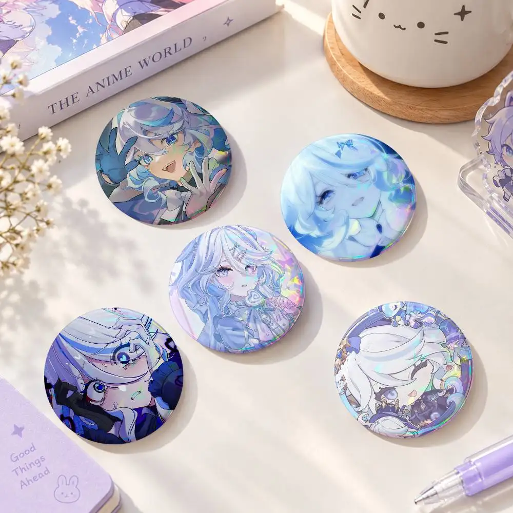 F-furina-a Round Button Badge Pin Set Anime Cartoon Game Music Cool Fashion Brooch For Backpack Clothes Hat