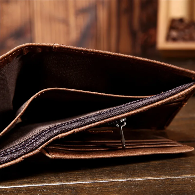 Vintage Genuine Leather Short Wallet Men's Credit Card Holder Wallet Business Portable  Folding Wallet