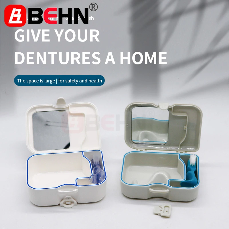 

Denture Bath Box Organizer False Teeth Storage with Hanging Net Container Cleaning Cases Artificial Tooth Materials Denture Kit