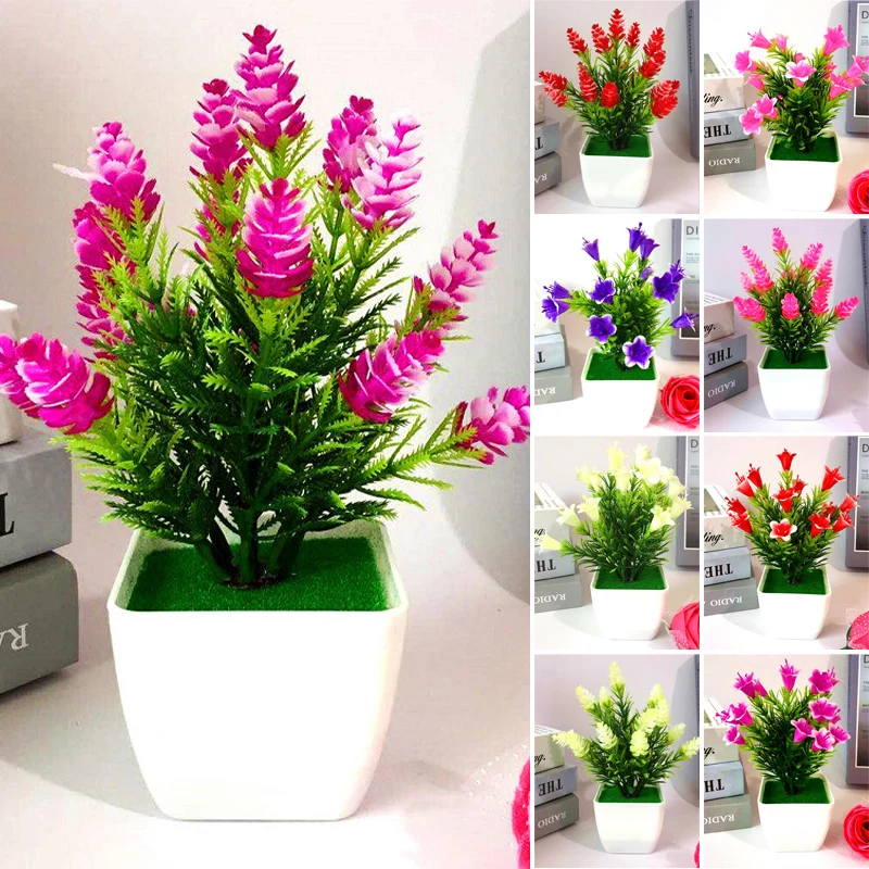 Decorazione Pianta artificiale Ufficio Tavolo in vaso Matrimonio Casa Interno Fiore di giglio Pigna Decorazione del negozio di plastica