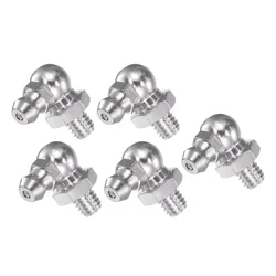 5pcs M6 Stainless Steel Thread Straight 90 Degree Angle Grease Nipple Fittings Kit Grease Nipple Hydraulic