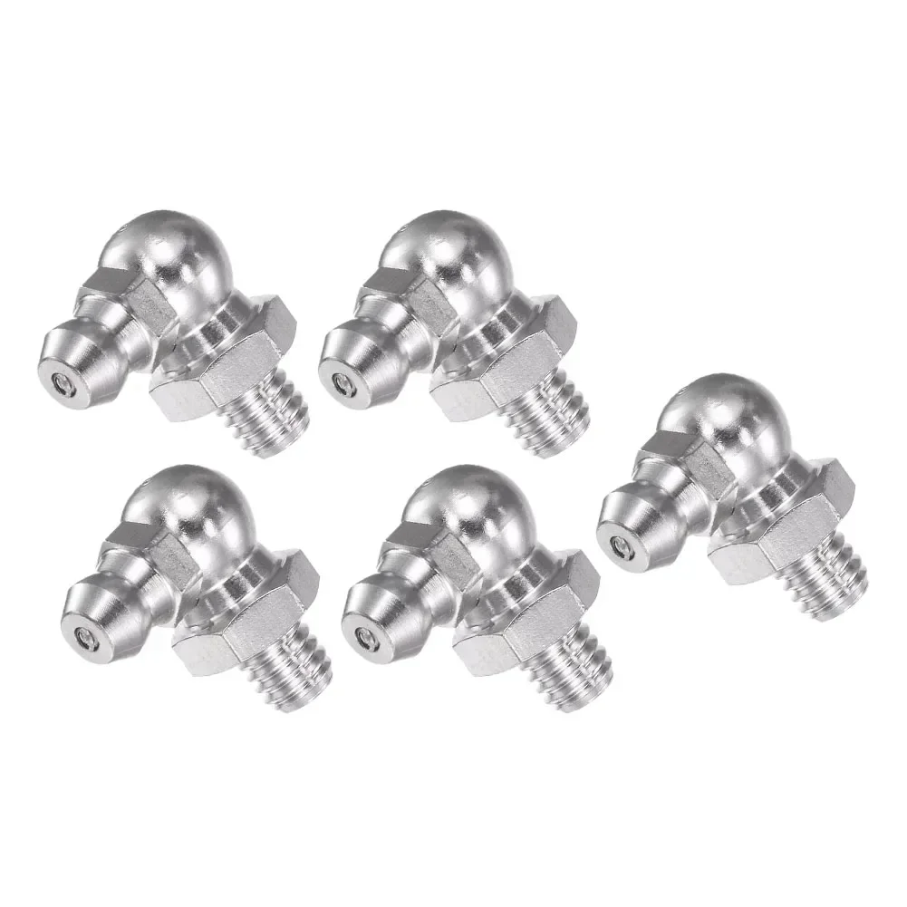 5pcs M6 Stainless Steel Thread Straight 90 Degree Angle Grease Nipple Fittings Kit Grease Nipple Hydraulic