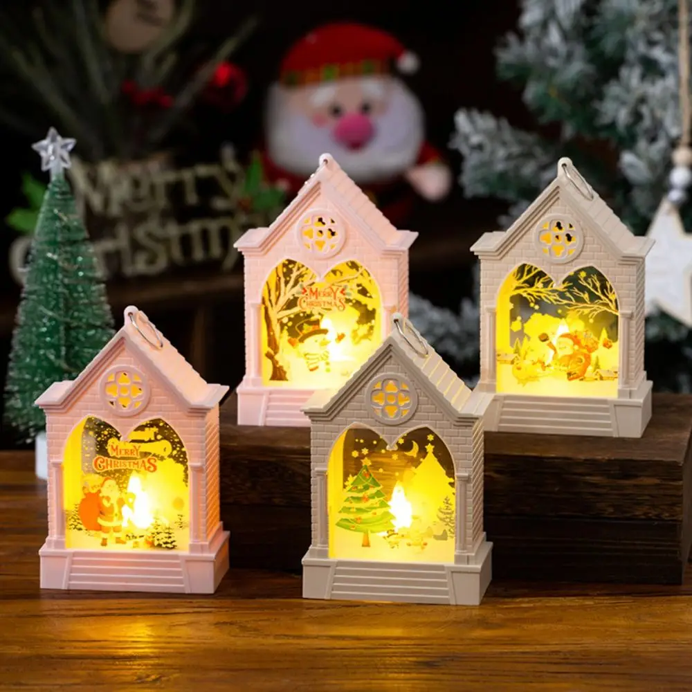 Brilhante LED Christmas Tree Night Lamp com gancho, Santa, casa, lâmpada de vento, desktop