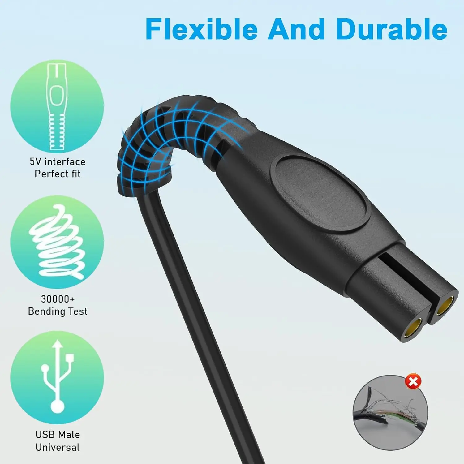 سلك شاحن USB Brangdy 5V متوافق مع ماكينة الحلاقة الكهربائية Philips Norelco One Blade QP2724 QP2834 QP1424 QP1324 QP1924 QP4631