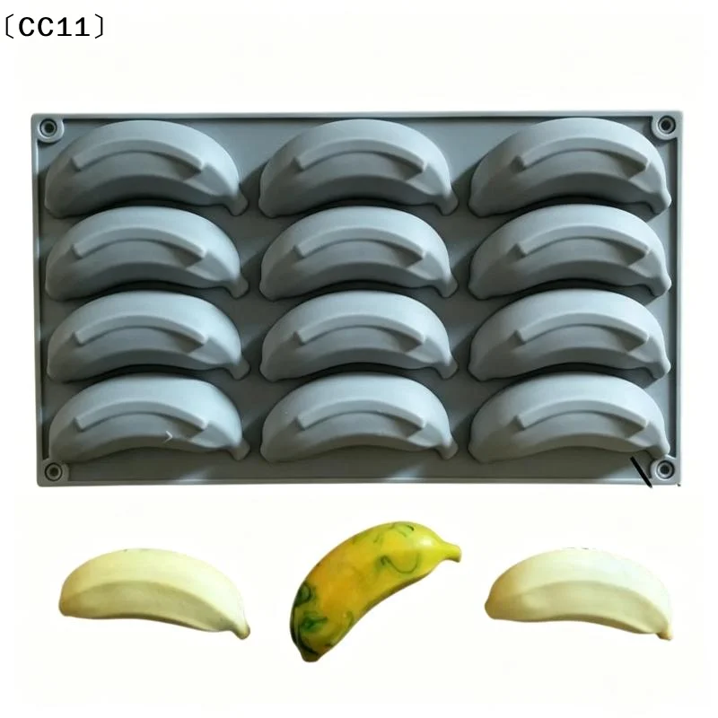 1Pcs 12 Holes Simulation Fruit French Dessert Mould Silicone Banana Mousse Cake Mold Ice Cream Jelly Pudding Baking Tools〔CC11〕