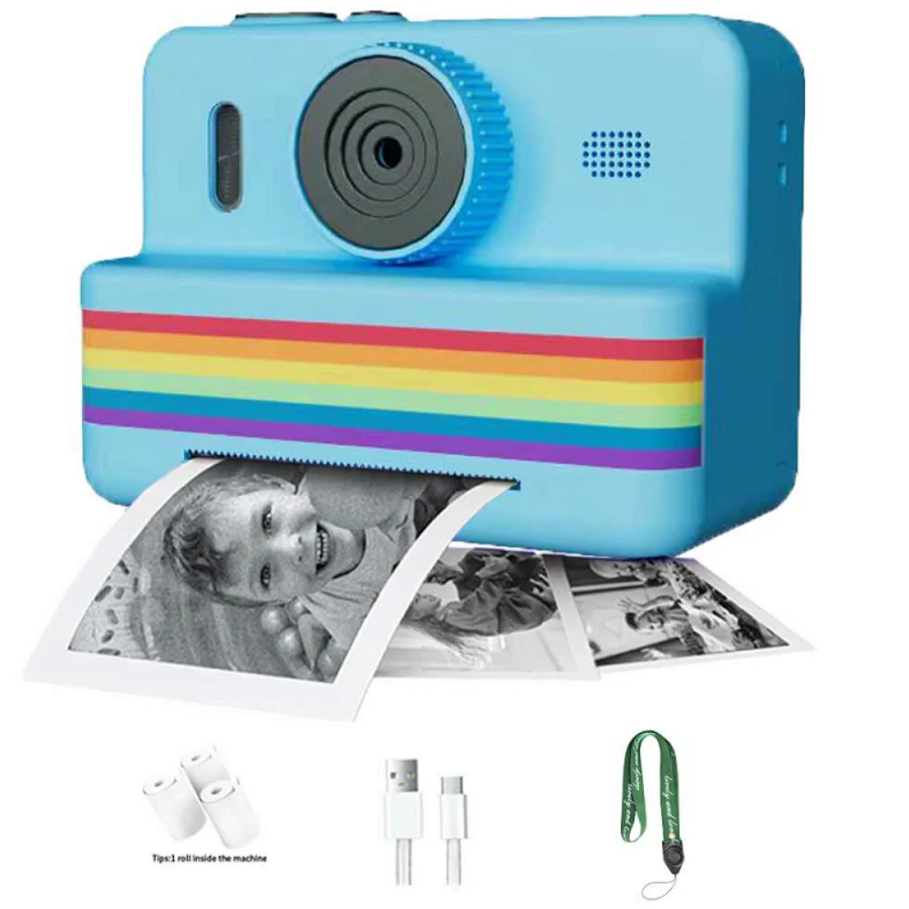 Kids Camera Instant Print Machine 2.8 Screen Print Camera Toys Cute Gifts For Girls Boys Aged 3-14 Christmas Birthday Holiday