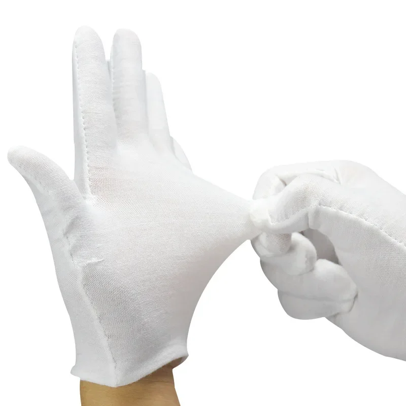 Cotton Gloves for Dry Hands, White Cotton Gloves Cloth Serving Gloves for Dry Hands Inspection