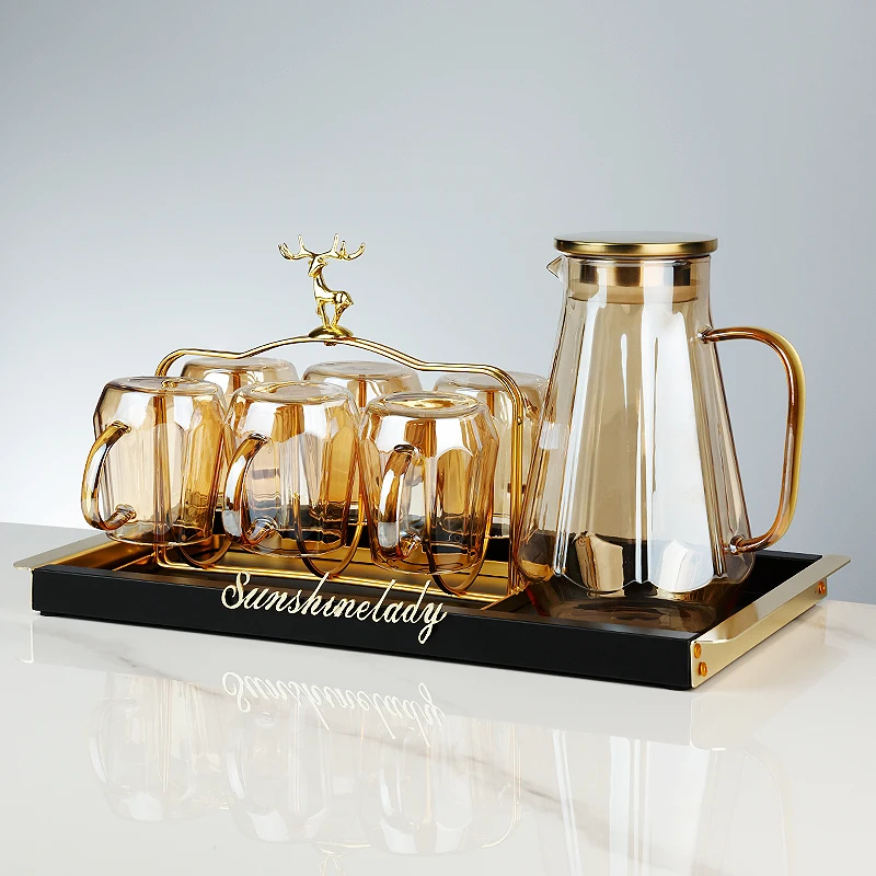 

Modern light luxury household high temperature resistant water set with glass to drink water to make tea cup large capacity cold