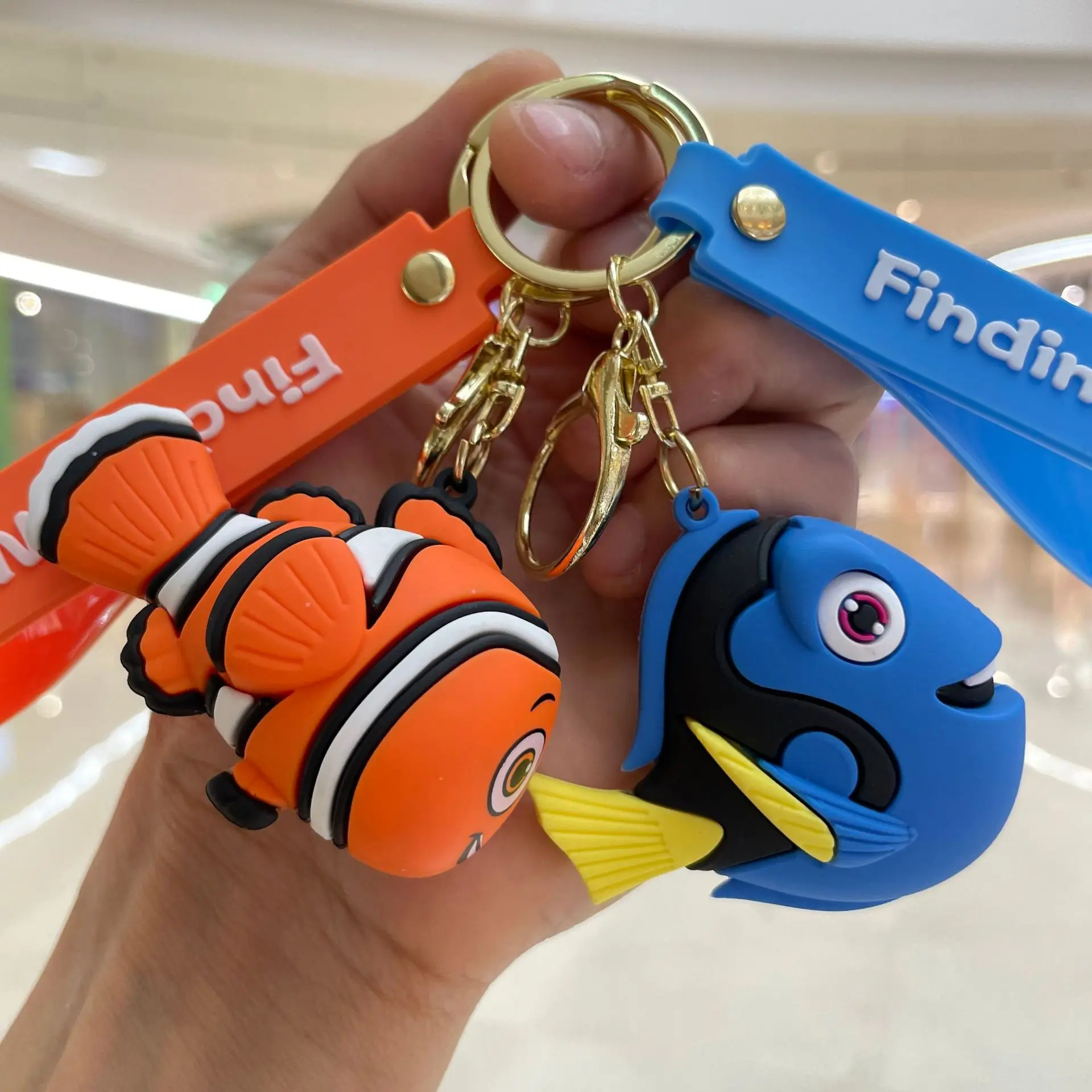 Kawaii Cartoon Finding Nemo Keychain Cute Animals Ugly Fish Shark Keyring Men's and Women's Bag Pendant Accessories Kids Gift