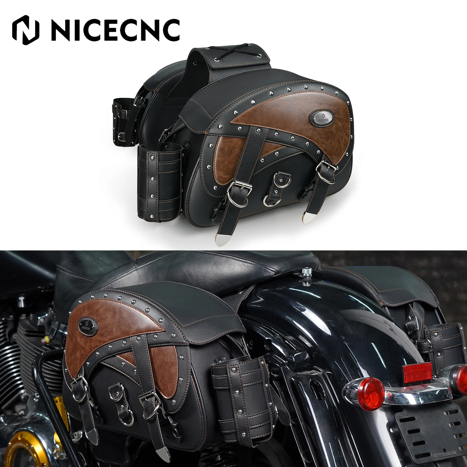 

35L Universal Motorcycle Saddle Bags Side Luggage Pannier For Harley Softail Dyna Touring Street Road Gilde Sportster 883 1200