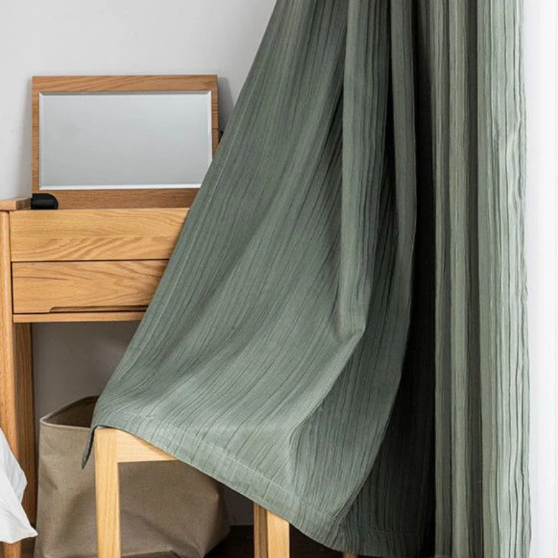 Wabi-sabi Simple Style Drapes Bedroom Blackout Soundproof Curtain Large Area Floor-to-ceiling Window Curtains Living Room Drape