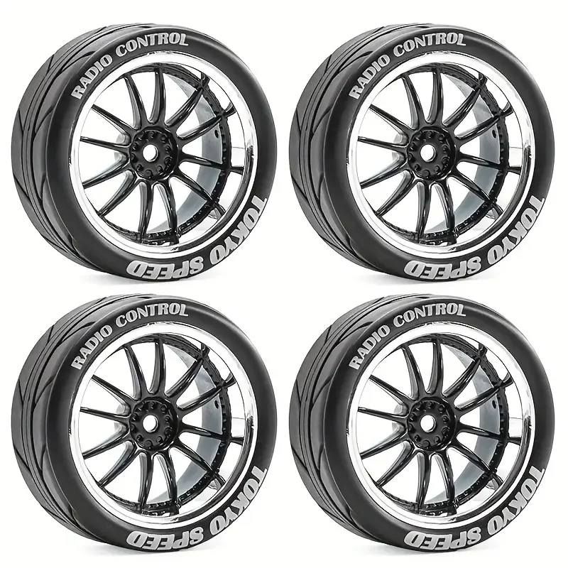 4Pcs 64mm 1/10 RC Rally Wheel Tire Set Compatible Tamiya TT02 XV01 HSP 94123 HPI Kyosho WLtoys On Road RC Racing Upgrade Parts