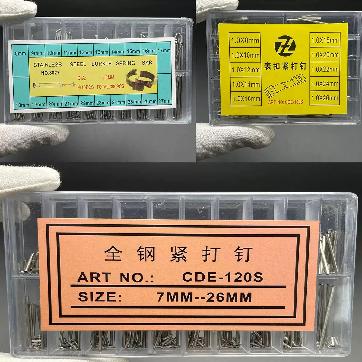 1.0/1.2mm Thick Fastener Rivets Watch Repair Part Watch Strap Band Clasp Buckle Tube Friction Pin Spring Bar Watchmaker Tools