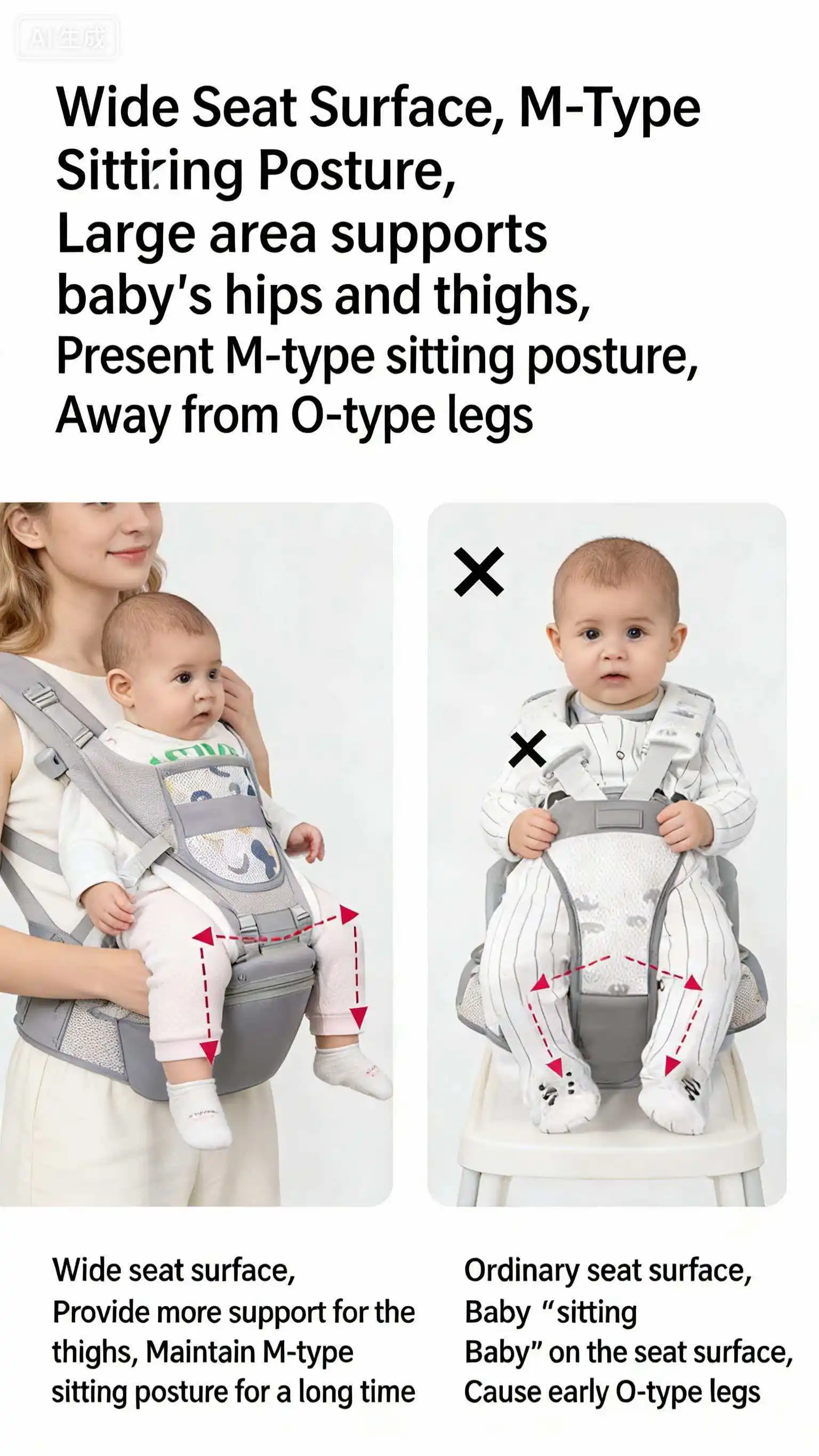 Neugeborenen 2026 Ergonomische Babytrage Rückentrage mit Hüftsitz für Säuglinge – Ergonomische Känguru-Babytrage für vorne, Reise-Babywickel – Detail 4