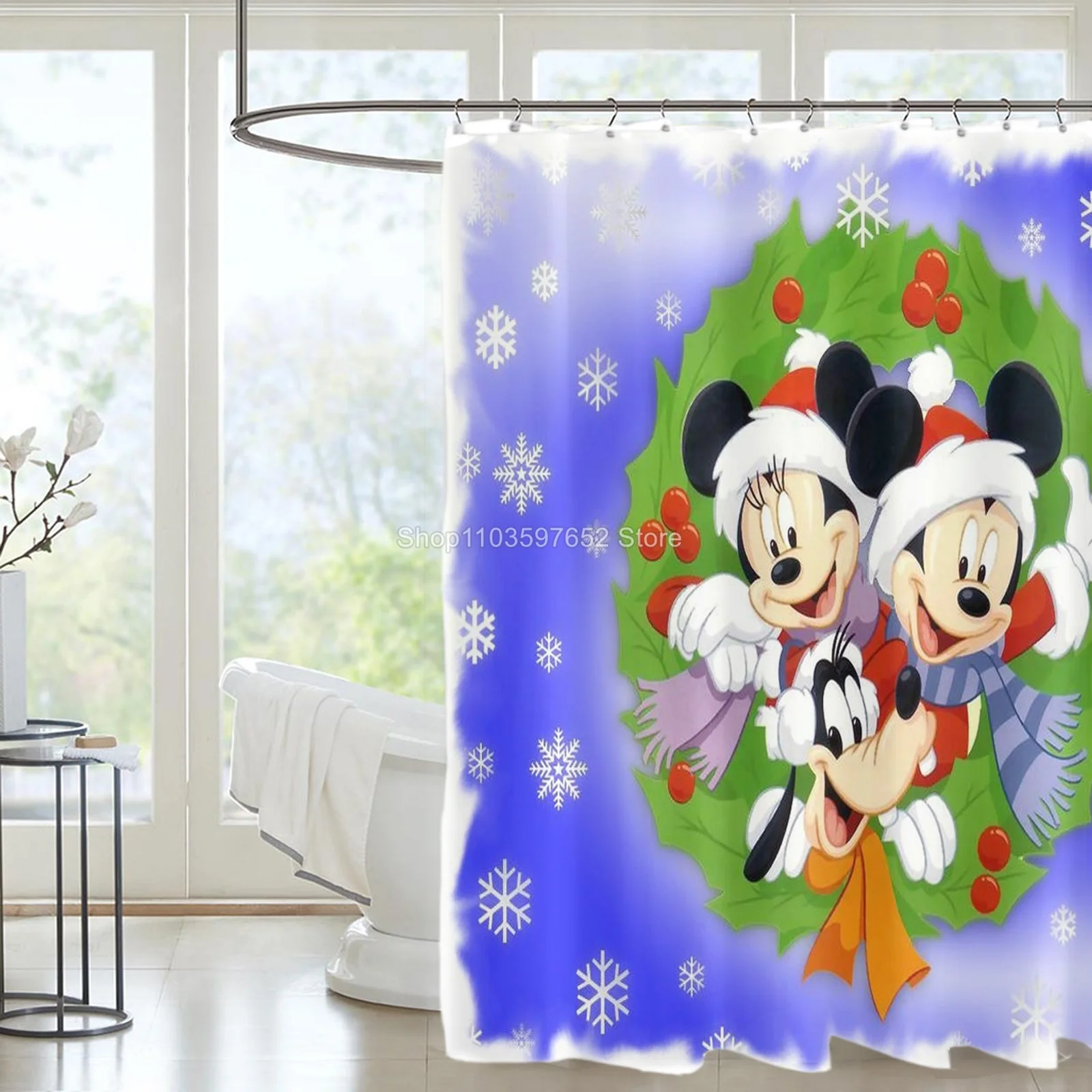 Christmas Mickey Mouse Shower Curtains Waterproof Bathroom Curtain Bath Drapes High Quality Home Textiles Decor