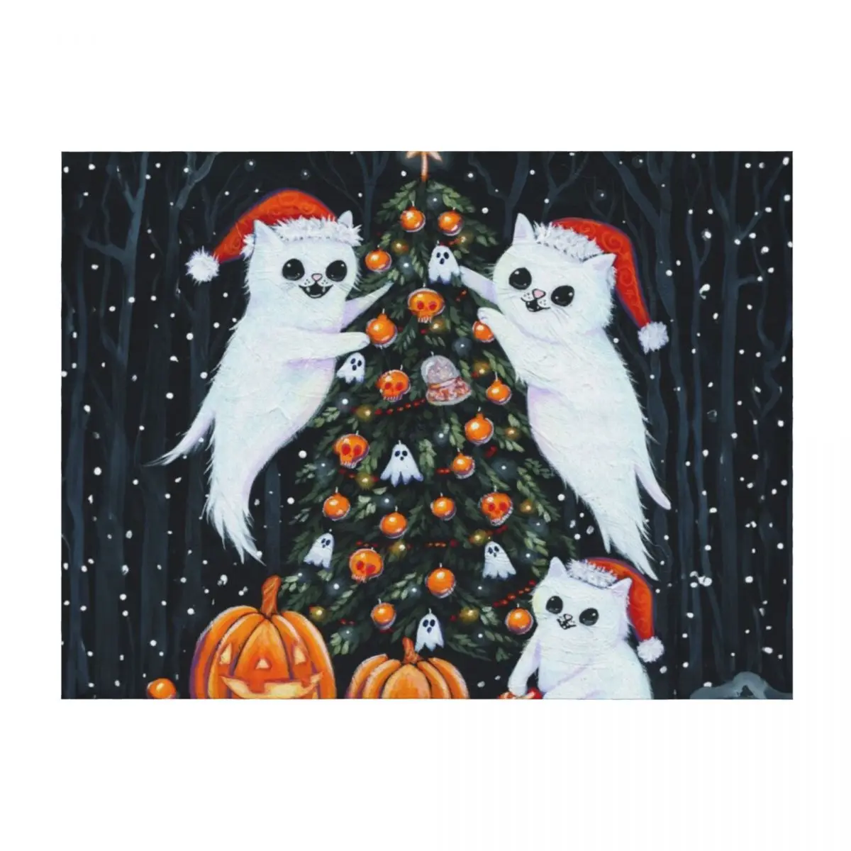 

Decorating the Halloween Christmas Tree Throw Blanket sofa bed Weighted Soft Plaid Blankets For Baby Blankets