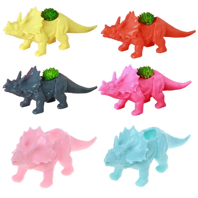 Plastic Dinosaur Animal Pattern Flower Pot Cactus Succulent Plant Pot For Home O