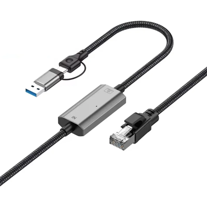 

1.2m Type C To RJ45 Gigabit Adapter Nylon Braided Cord Converter Cable USB C 1000MBps LAN Network Card Adapter Cable