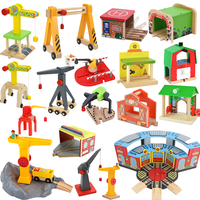 All kinds of Wooden Train Tracks Accessories Beech Wood Railway Tracks Wooden Bridge Tunnel fit for Wood Tracks Toys for Kids