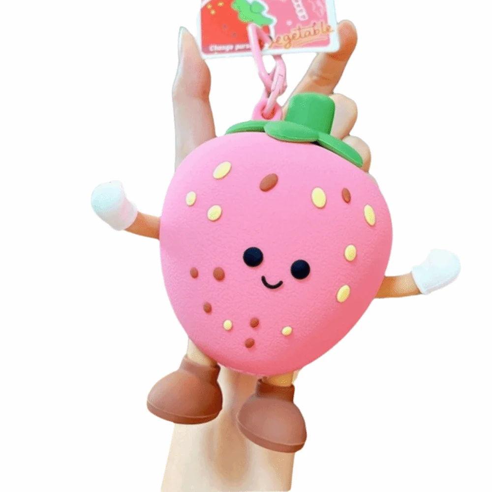 Strawberry Fruits Keychain Funny Blueberrie Change Storage Bag Zipper Closure Creative Design Small Coin Purse Coin Storage