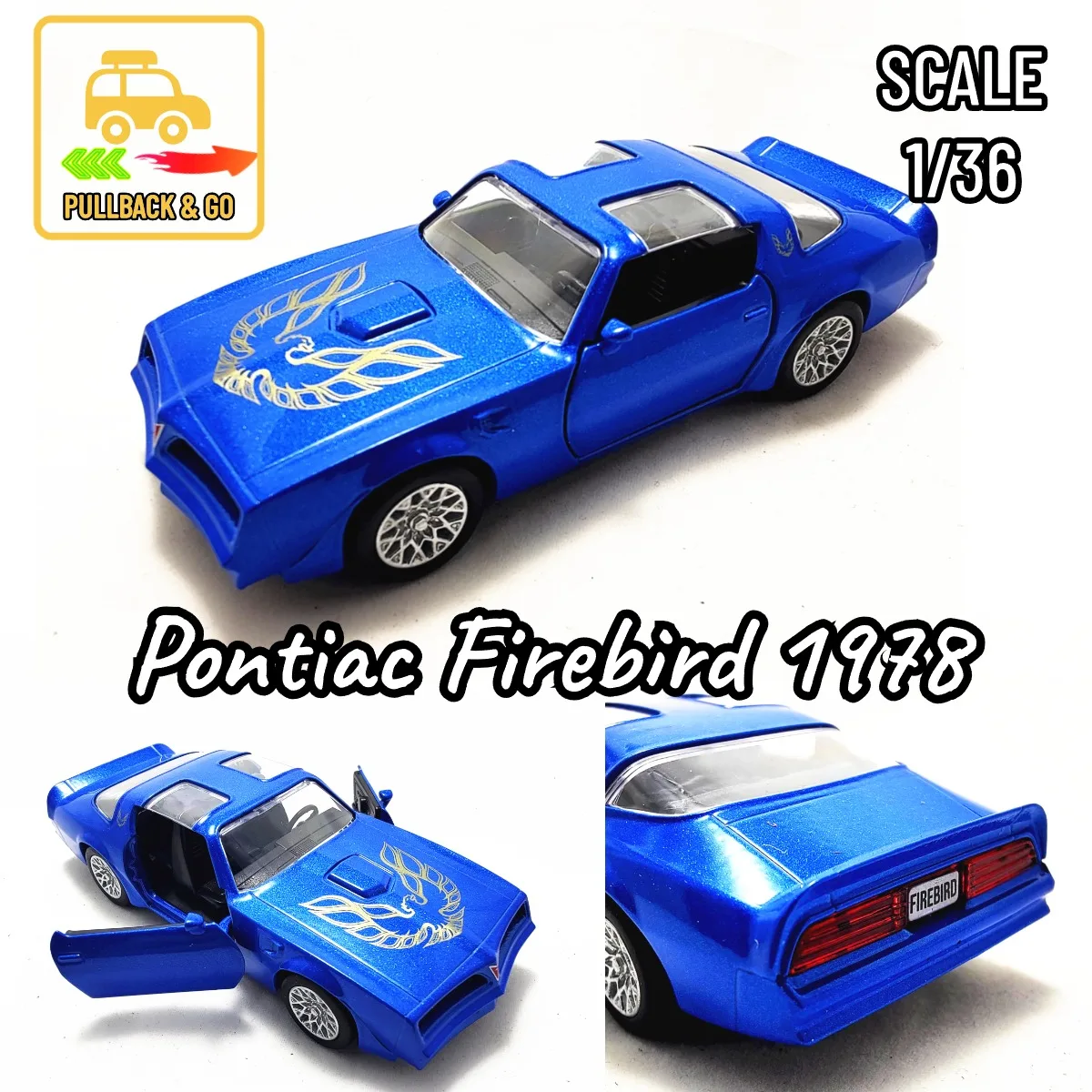 1:36 Retro Muscle Car Model Replica 1978 Pontiac Firebird Scale Metal Diecast Miniature Art Vehicle Collection Xmas Gift Boy Toy