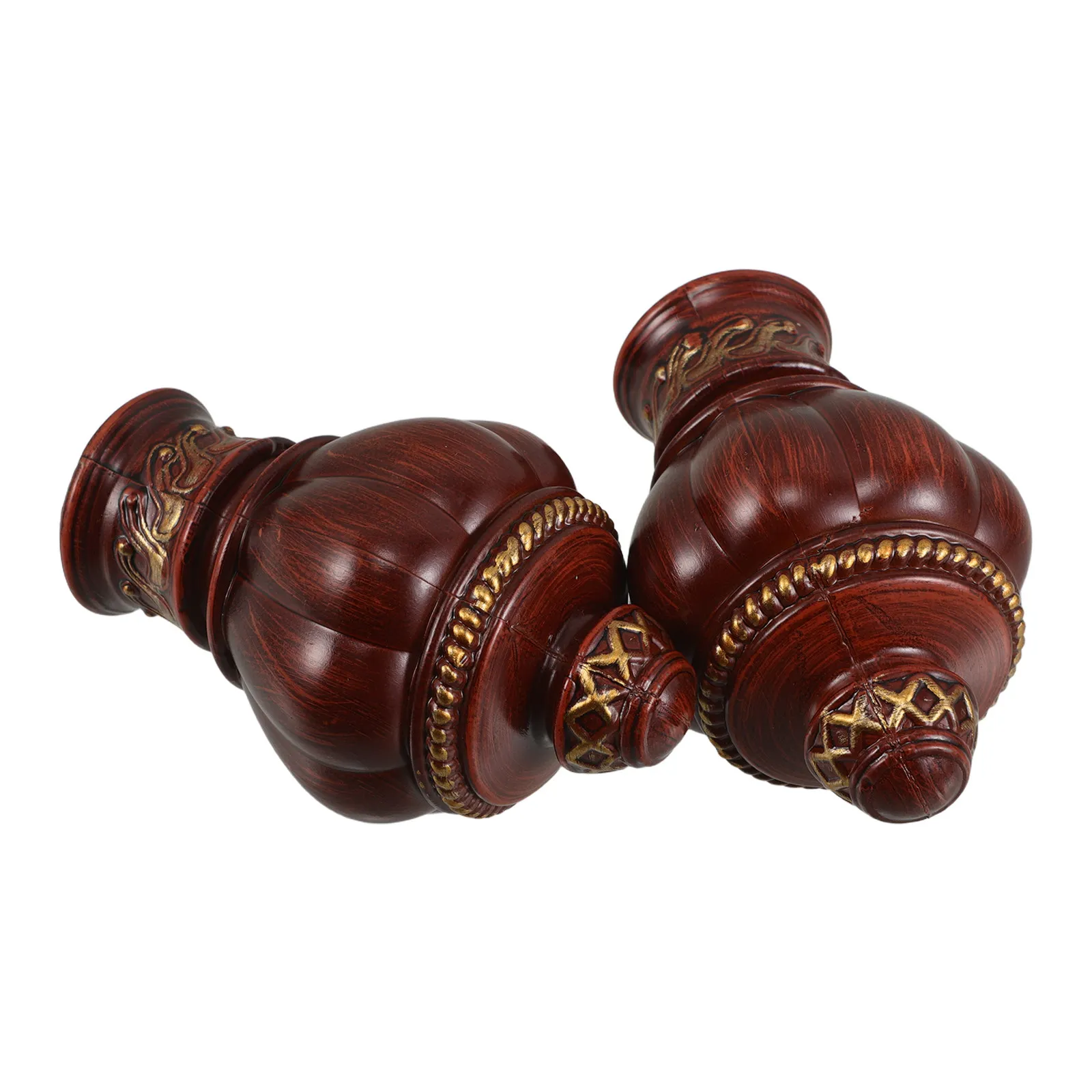 Vintage Wood Curtain Rod Finials – 2pcs Decorative Drapery End Caps for Bedroom, Kitchen, Farmhouse & Cafe Windows