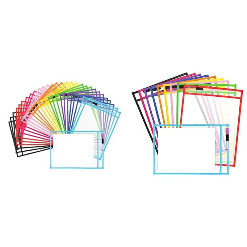 

Dry Erase Pockets, Extra Largereusable Dry Erase Pocket Covers, Ticket Holders, Teacher Supplies Dry Erase Covers