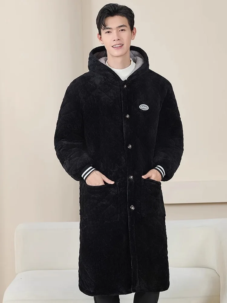 معطف شتوي للرجال من القطن ثينيد طويل فوق الركبة معطف دافئ مبطن من Fce ملابس عمل فضفاضة مناسبة للشباب ular Sle للاستخدام المنزلي